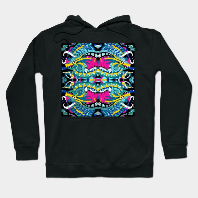 the kaiju kraken madness in deep ocean pattern art Hoodie by jorge_lebeau